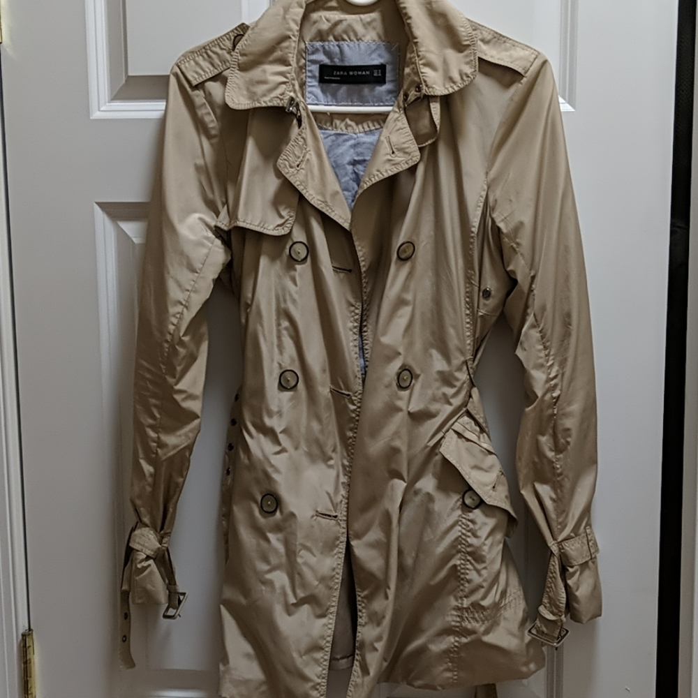 Zara Tan Trench Coat, Size M